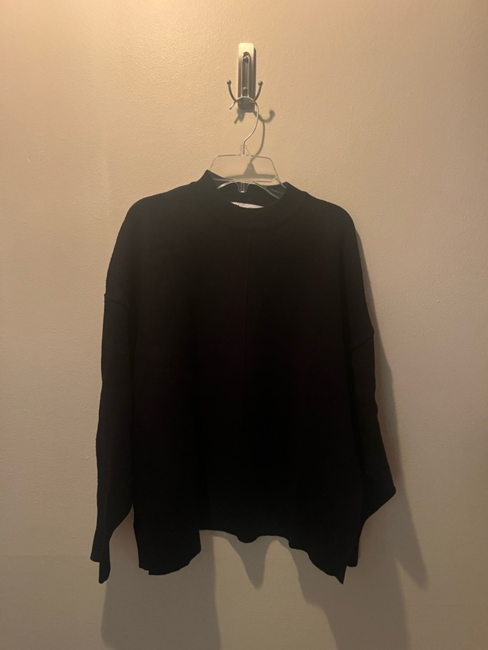 Zara Women’s Front Seam Black Sweater - Minimal Ribbed Trim